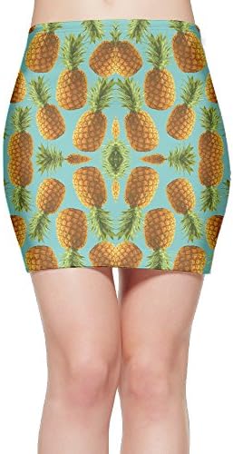 Funny Pineapples Pattern Women's Slim Mini Pencil Skirt Bodycon Skirt Above Knee L