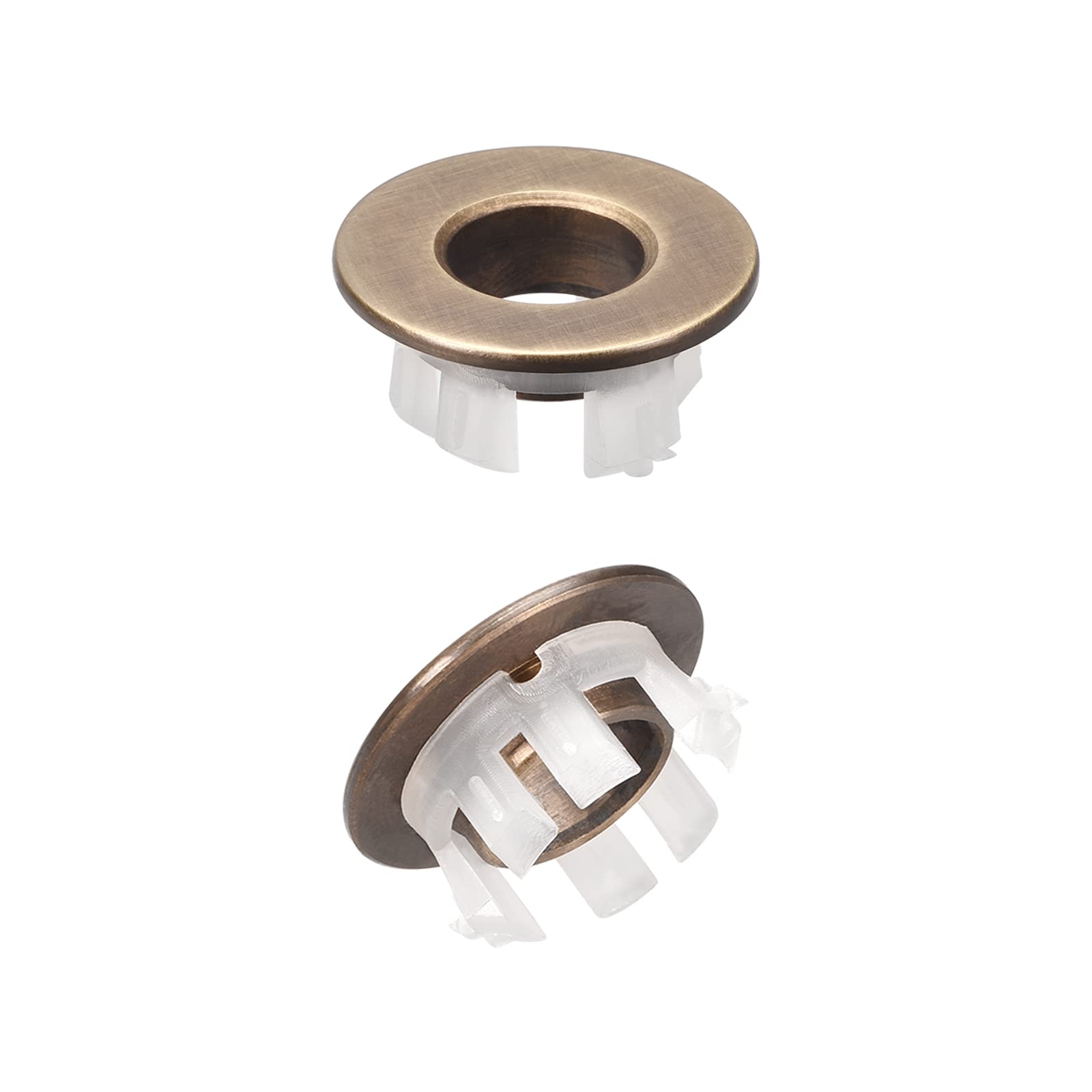 DTGN 30x13.5mm(DxT) Sink Overflow Cover - 2Pack - Good for Bathroom Kitchen Sink - Copper Basin Trim Insert in Hole Round Caps - Brass Tone