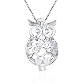 LGSY Owl Cage Pendants for Pearl Jewelry Making Sterling Silver, Design Cage Pendants for Women