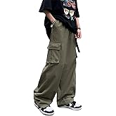 Baggy Cargo Joggers for Men Y2k Gothic Streetwear Wide Leg Cargo Pants with Pockets