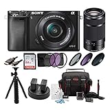 Sony ILCE6000L/B ILCE6000LB ILCE-6000LB Alpha A6000 Mirrorless Digital Camera with 16-50mm Lens (Black) + Sony E 55-210mm F4.5-6.3 Lens for Sony E-Mount Cameras (Black) + Sony 64GB SDXC Class 10 UHS-1 Memory Card + Focus Deluxe Soft Shell Camera Gadget Bag + NPFW50 Replacement Battery + Deluxe Accessory Kit