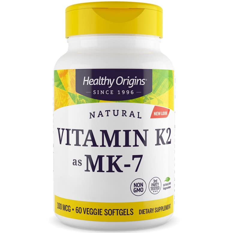 Healthy Origins, Vitamin K2 as MK-7, 100 mcg, 60 Vegetarian Softgels, High Strength, Gluten Free, SOYA Free, Non-GMO