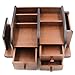 PAG Office Supplies Wood Desk Organizer Pen Mail Holder Accessories Storage Caddy with 3 Drawers, 10 Compartments, Brown