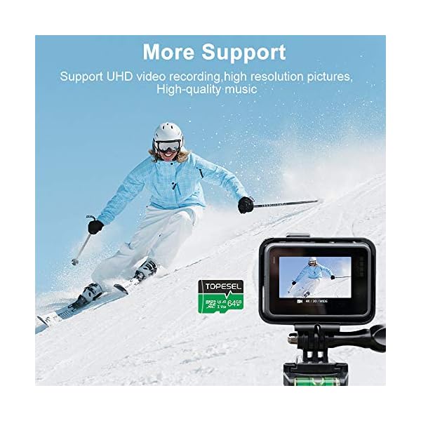 TOPESEL 64 GB Micro-SD-Karte Speicherkarten U3 V30 Micro SDXC UHS-I TF Karte für Cemera/Drohne/Dashcam (1 Pack U3 A1 V30… – Bild 6