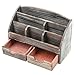 MyGift Torched Wood Desktop Organizer - Includes 6 Compartments and 2 Pullout Drawers to Organize Office Supplies and Accessories