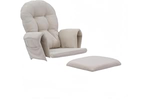 5-Piece Nursery Glider Cushion Set - Removable & Washable Suede with Side Pockets (Beige)