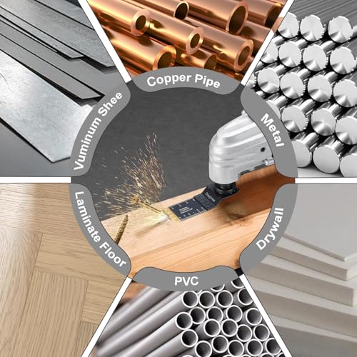 Diagtree Oscillating Saw Blades, Diagtree 115PCS Titanium Oscillating Multitool Blades for Metal, Wood and Plastic, fit Dewalt Milwaukee Ryobi Fein Dremel Bosch Rockwell M Kita Porter(Titanium, 115)