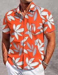 COOFANDY Mens Beach Shirts Aloha Short Sleeve