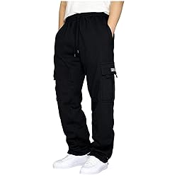 Men's Cargo Sweatpants Casual Fleece Joggers Loose