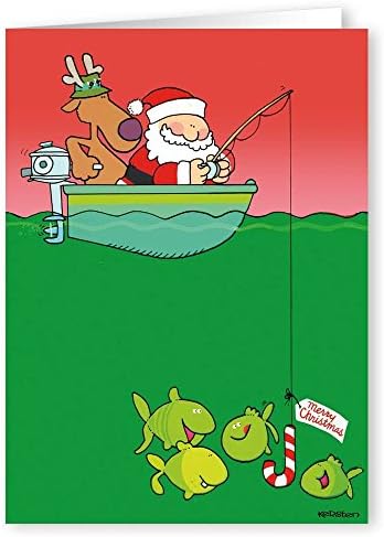 Stonehouse Collection - Fishing Theme Christmas Card- 18 Boxed Fishing Holiday Cards & Envelopes (Standard)