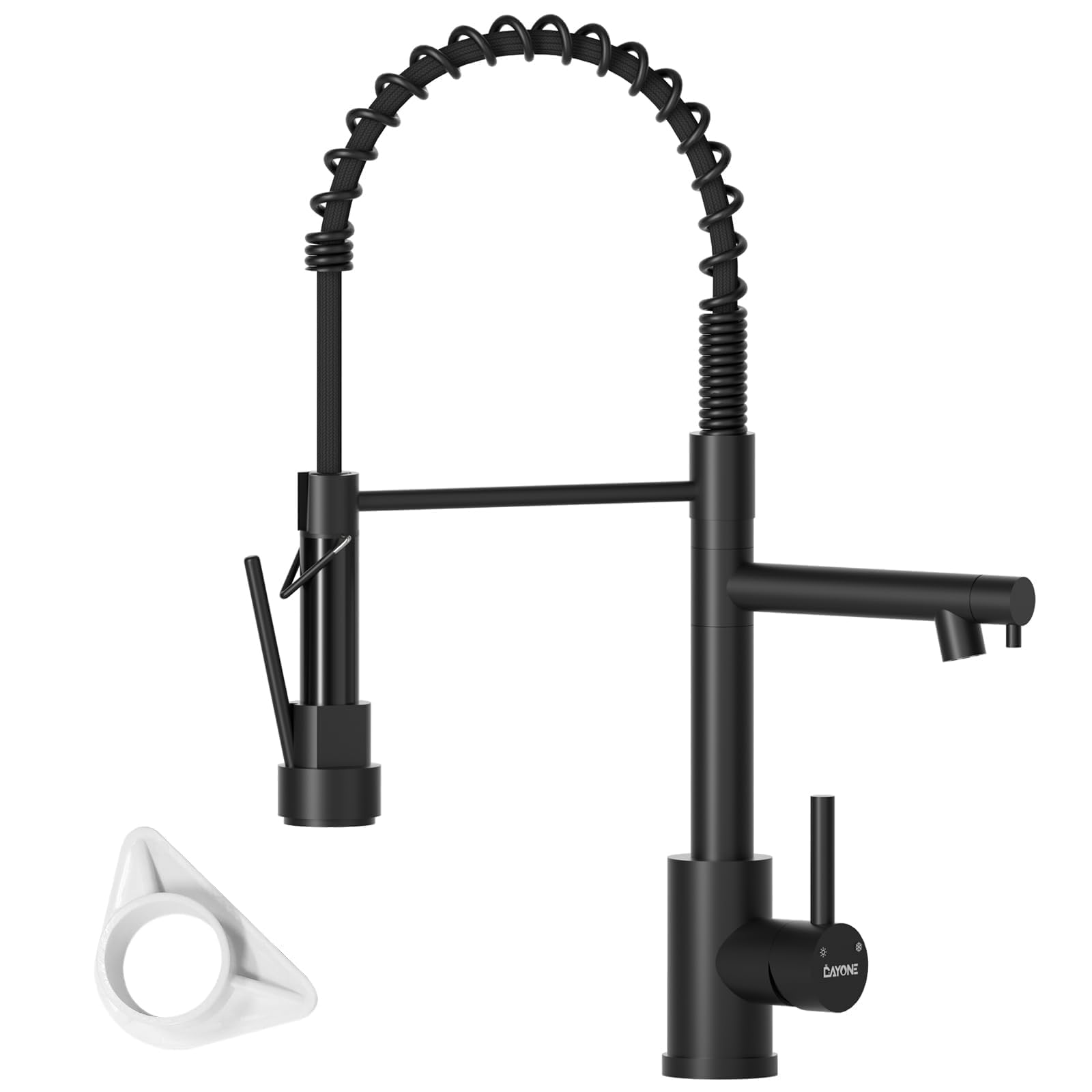 DAYONE Black Pull Down Kitchen Tap With Two Spouts - SUS304 Stainless Steel 360° Swivel Sink Mixer, 2025 Upgrade Commercial Faucet With 2 Mode, UK G1/2