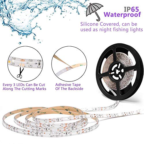 Escolite UV Strip Light Black Light, UV LED Strip Light Blacklight 33Ft/10M 600 Units UV Lamp Beads, Flexible Waterproof IP65 with 12V 2A Power Supply - Thumbnail 2