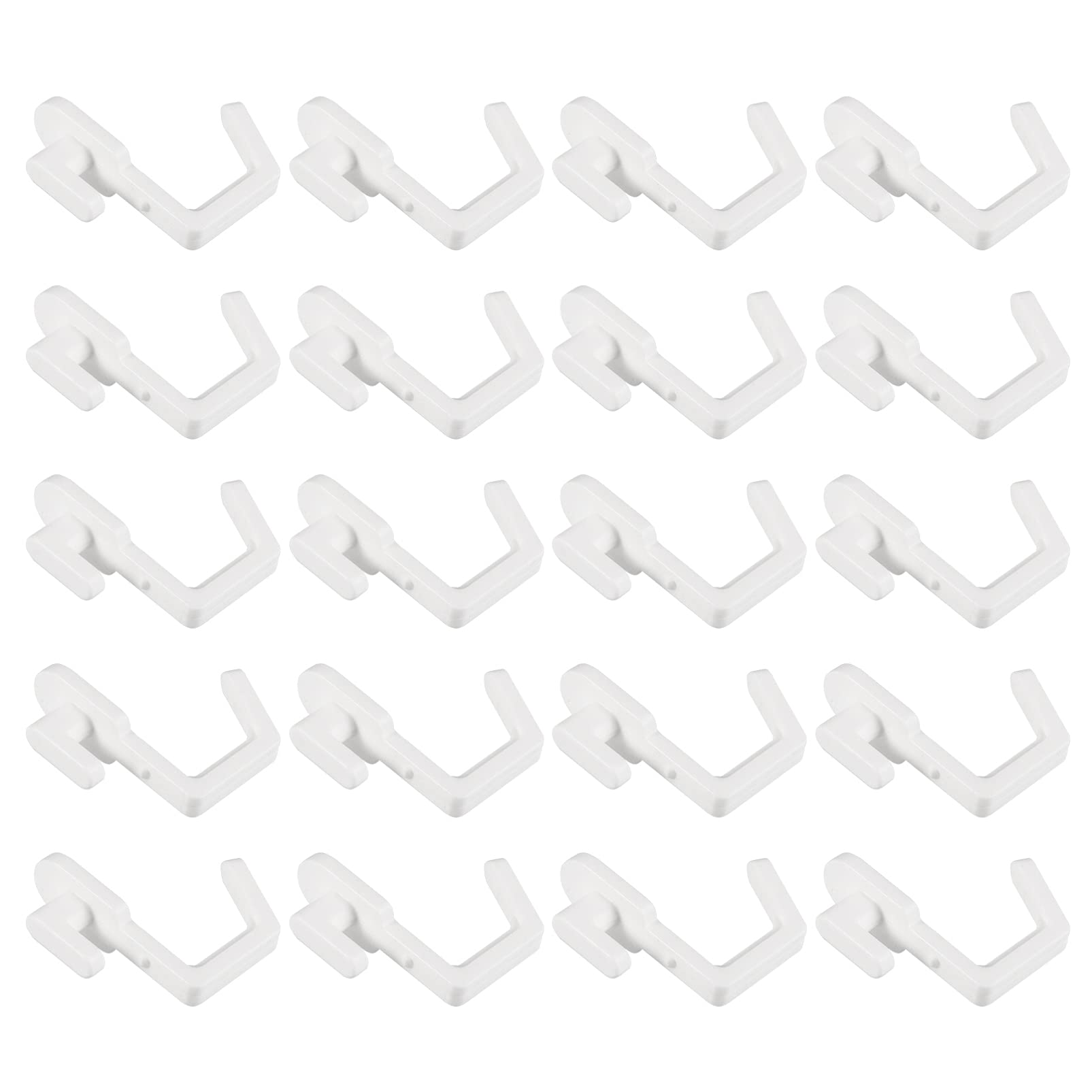 Yardwe 20 PCS Pegboard Hooks, Plastic J Shape Peg Hooks White Pegboard Accessories for Peg Board Tool Organizer