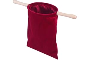 DUUZAOH Church Offering Bag with Detachable Handles - Soft Velvet Tithe Collection Pouch, Washable & Portable Donation Bag for Traveling Ministry & Service, Collapsible Design(Rose Red 11.8 * 5.7 inch)