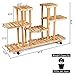 Giantex Rolling Flower Rack Wood Plant Stand on Wheels 6 Wood Shelves 12 Pots Bonsai Display Shelf Indoor Outdoor Yard Garden Patio Balcony Living Room Storage Rack Bookshelf Hollow Shelves (Natural)thumb 4