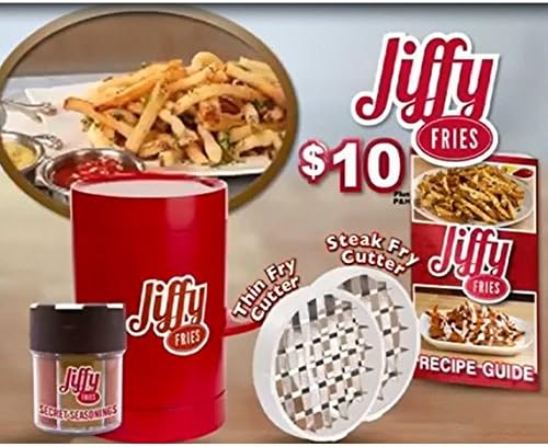 Fries Potatoes Maker Potato slicers French Fries Maker French Fries Cutter Machine Potato Chipper Potato chopper &amp; French Fry Cutter Microwave Container 2-in-1, No Deep-Fry To Make Healthy Fries (Red)