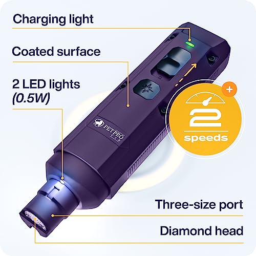 PETPROVED Dog Nail Grinders Silent Dog Claw Grinder Dog Nail Grinder for Dogs Claws Safe Dog Nail Trimmer Electric Pet Nail Grinder for Dogs Nail File