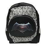 Batman vs Superman Black/White Backpack Large 16 with Batman/Superman Logo