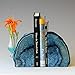 JIC Gem Agate Bookends Dyed Blue Book Ends for Heavy Books Geode Bookends for Bookshelf Decor Cute Stone Bookends with Rubber Bumpers for Office Décor and Home Decoration(1 Pair,6 to 8 Lbs)
