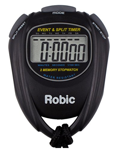 Robic – 67982 SC-539 Water Resistant Event and Split Time 2 Memory Stopwatch, Black