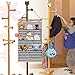 White & Blue Striped Hanging Organizer Nautical Theme Great for Little Stuff or Underwear, Toys & Stuffed Animal/Teddy Bear Holder Wooden Rod with Anker Print