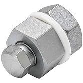 GlowShift Transmission Pan &amp; Oil Pan Temperature Sensor Thread Adapter | For 1/8-27 NPT Temp Sending Unit, Includes Nylon Washer &amp; Nut, Also Functions as a Drain Plug
