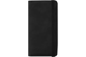 HOTCOOL Checkbook Cover with Elastic Band - Premium Leather Clear PVC Divider Durable, Compact, and Multi-Functional Holder Wallet Case for Man and Woman, Skin - Black