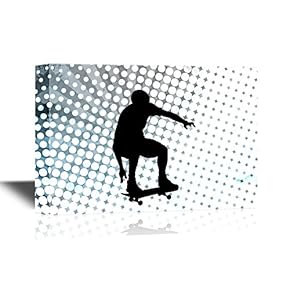 Extreme Sport Canvas Wall Art - Young Man on Skateboard - Gallery Wrap Modern Home Art | Ready to Hang - 12x18 inches