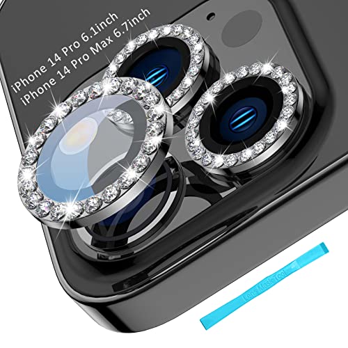 Tensea for iPhone 14 Pro - iPhone 14 Pro Max Camera Lens Protector Bling, 9H Tempered Glass Camera Cover Screen Protector Diamond Metal Individual Ring for 14 Pro 6.1" / 14 ProMax 6.7 inch 2022