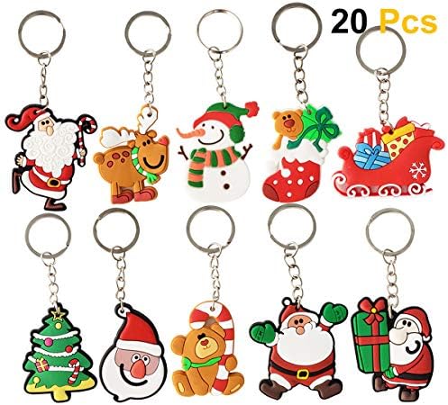Szbam 20 Pcs Christmas Themed Keychains For Christmas Gifts Christmas Party Favors