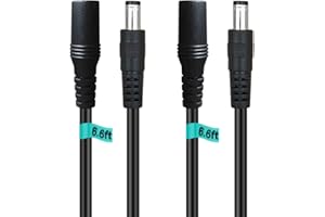SIOCEN 2-Pack 6ft DC Extension Cord 5.5mm x 2.1mm Male to Female Power Cable for CCTV Security Surveillance Indoor IP Camera Dvr Standalone LED Strip,Car,12v DC Power Supply Plug Adapter