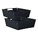 DII Durable Trapezoid Woven Nylon Storage Bin or Basket for Organizing Your Home, Office, or Closets (Tray - 13x15x5) Black - Set of 2