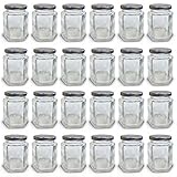 4 oz Hexagon Mini Glass Jars with Silver Lids and Labels (Pack of 24)