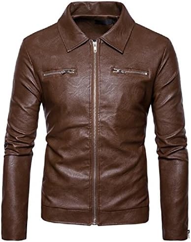 RSunshine Men's Designer Zipper Causal Wild Turn-down Collar Suit Jacket Khaki L