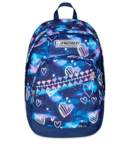 Seven School Trolley Flex 3 Wheels, Fuchsia Violet, Backpack with Detachable Trolley 31 L, with PC Pocket, Bottle Pocket, Multipurpose Middle and Upper School, Girl Backpack