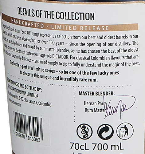 Dictador BEST OF 1975 ALTISIMO Colombian Rum Limited Release (1 x 0.7 l) – Bild 4