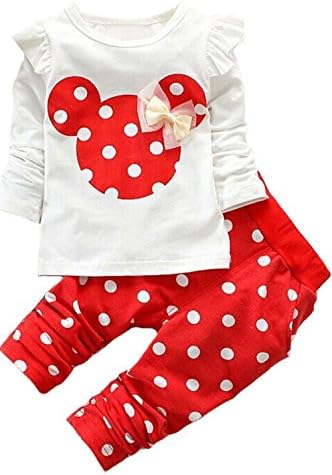 2016 Kids Clothes Girls Baby Long Sleeve Shirt Pants Outfits Clothing Set(Red,3T)