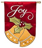 Evergreen Applique Joyful Christmas Bells House Flag, 28 x 44 inches