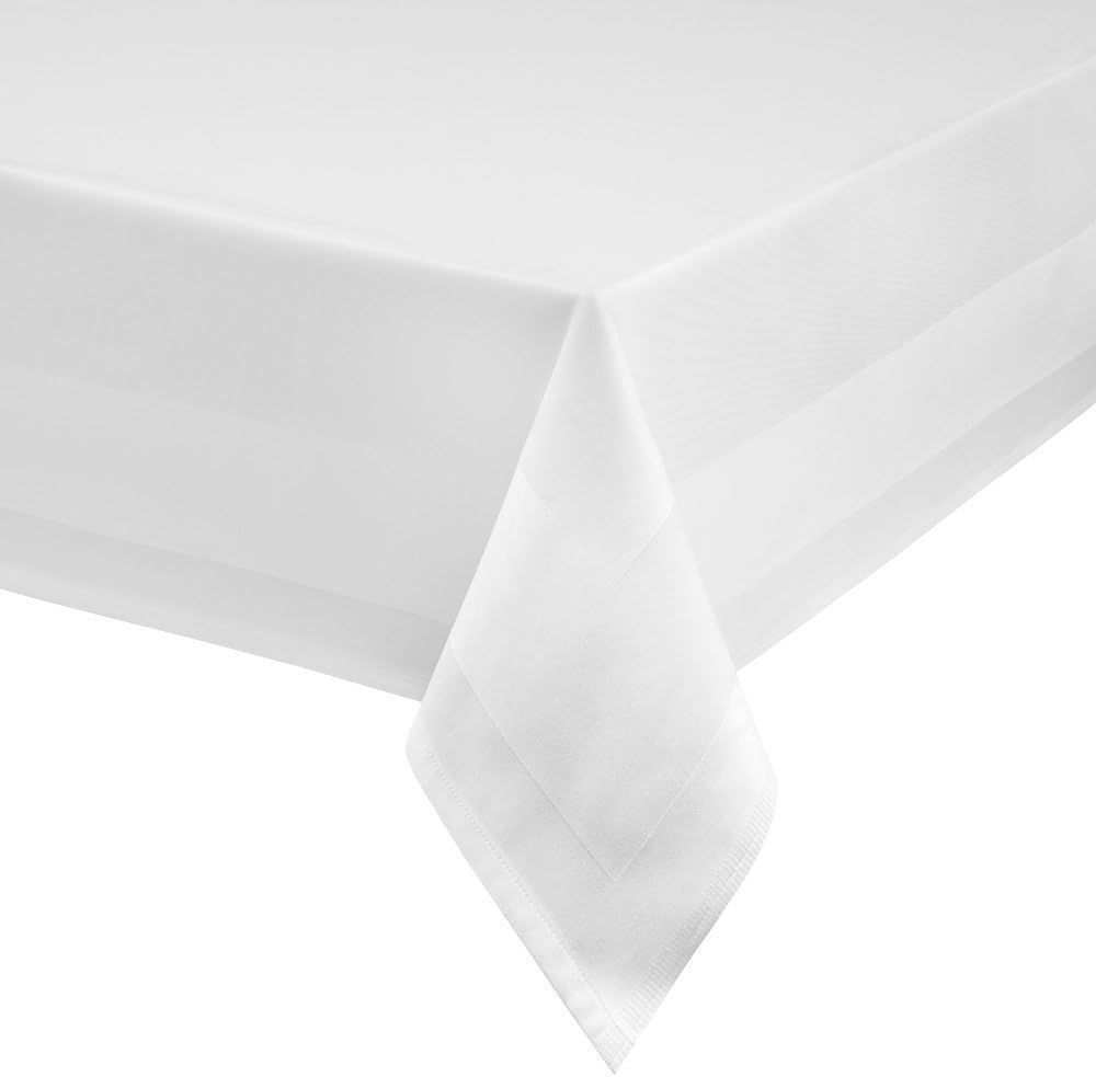TextilDepot24 Damast tafelkleed wit met satijnen rand wasbaar op 95 °C - grootte naar keuze (140 x 200 cm TextilDepot24 Damast tafelkleed wit met satijnen rand wasbaar op 95 °C - grootte naar keuze (140 x 200 cm