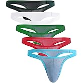 Summer Code Men's Striped Thong Low Rise Elastic Waistband Underwear