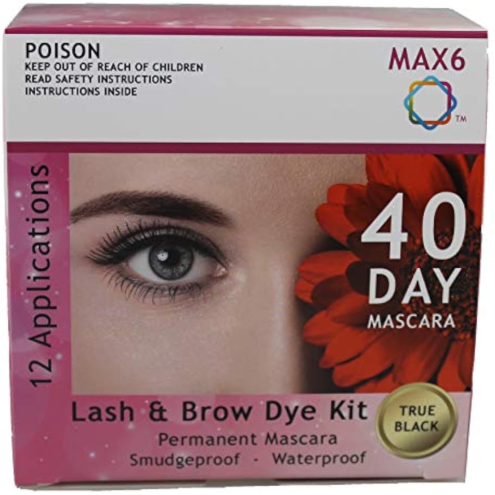 MAX6 Eyelash " Brow Dye/Tint Kit Permanent Mascara (Black) With