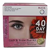 MAX6 Eyelash & Brow Dye/Tint Kit Permanent Mascara (Black) with accessories