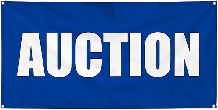 Amazon Com Vinyl Banner Sign Auction Blue Business Auction