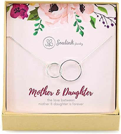 Mother Daughter Necklace Sterling Silver 925 with Circle Pendants for Forever Love, Best Mother’s Day Jewelry Gift