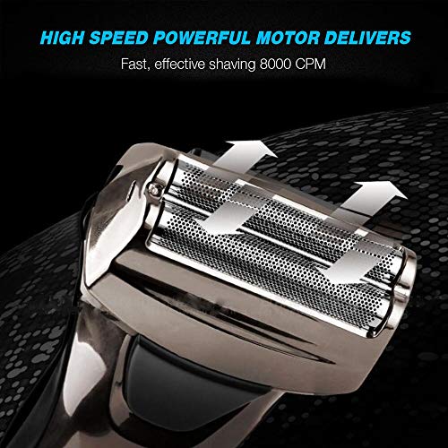 Foil Shaver Men Shaver Lithium Battery Rechargeable Cordless Mens Electric Razor Pop up Trimmer with Extra Shaver Head,Protective Cap - Thumbnail 2