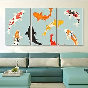 3 Panel Colorful Goldfish x 3 Panels