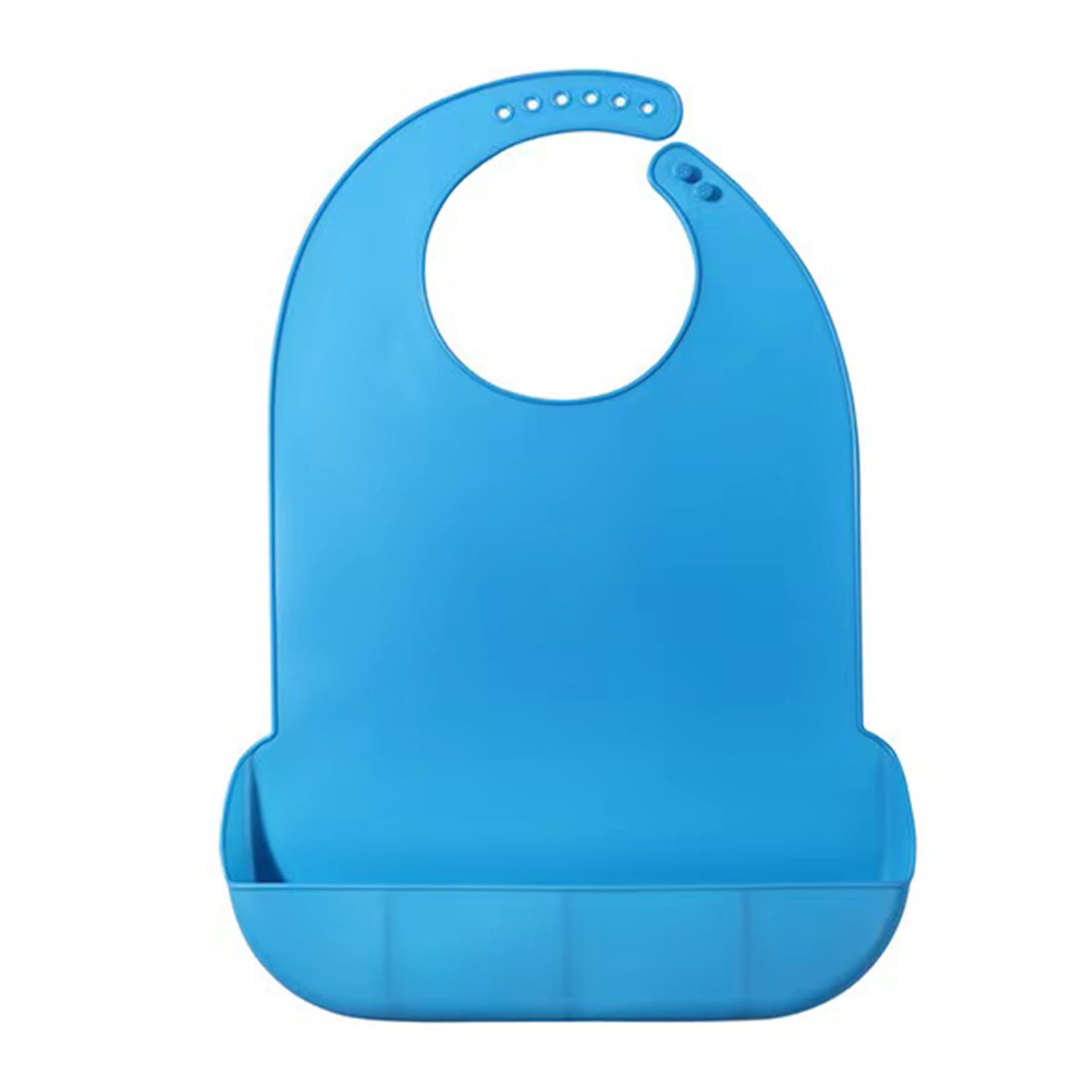 YYGMSS Blue Waterproof Bibs for Adult, Silicone Adult Bibs with Crumb Catcher, Adjustable Bib for Elderly Men Eating Washable Wipeable Easy Clean (M)