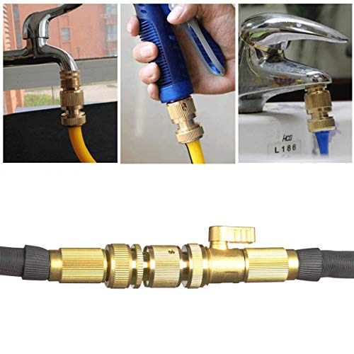 SHOWNEW Garden Hose Quick Connectors, Solid Brass 3/4 inch GHT Thread