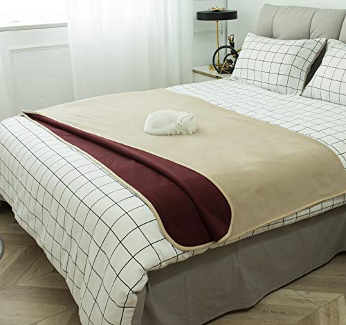 DEARTOWN Waterproof Dog Blanket for Bed Couch Sofa 70×70 Inches, Reversible Microfiber Dog Bed Cover for Large Dogs, Puppies