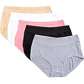 Warm Sun Women's rayon derived from bamboo Multi Pack Plus Size Stretchy Soft Breathable High Middle Waist Panties Size S-3XL